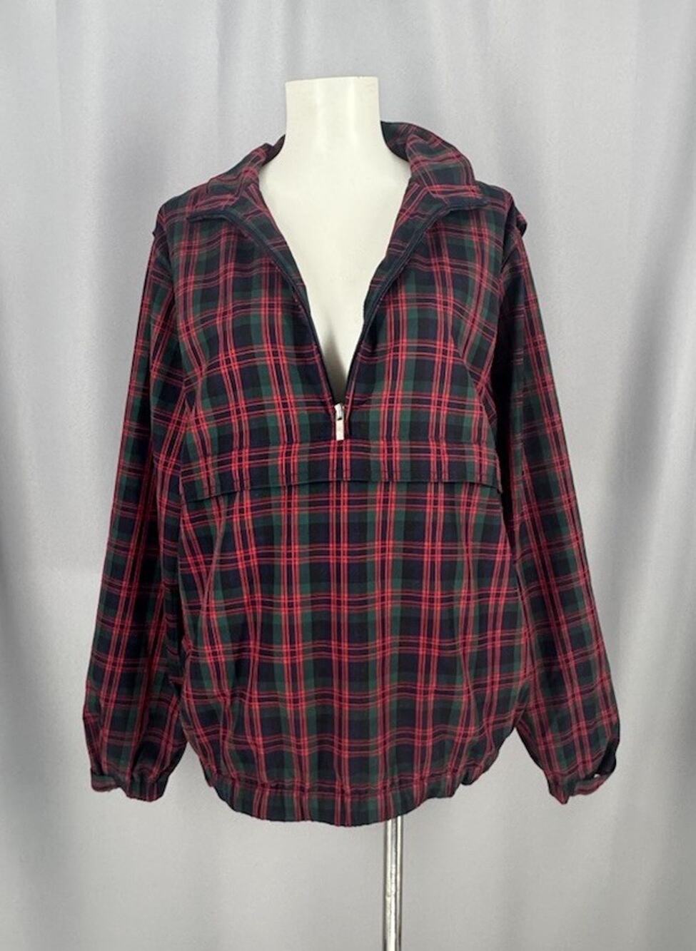 Liz Golf Windbreaker Womens Medium Red Plaid Half Zip Retro Jacket Golf Preppy